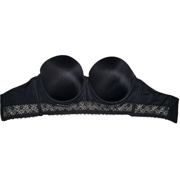 Maidenform Black Strapless Bra 38D Underwire Padded Lace Sexy Intimate Lingerie - Picture 2 of 8